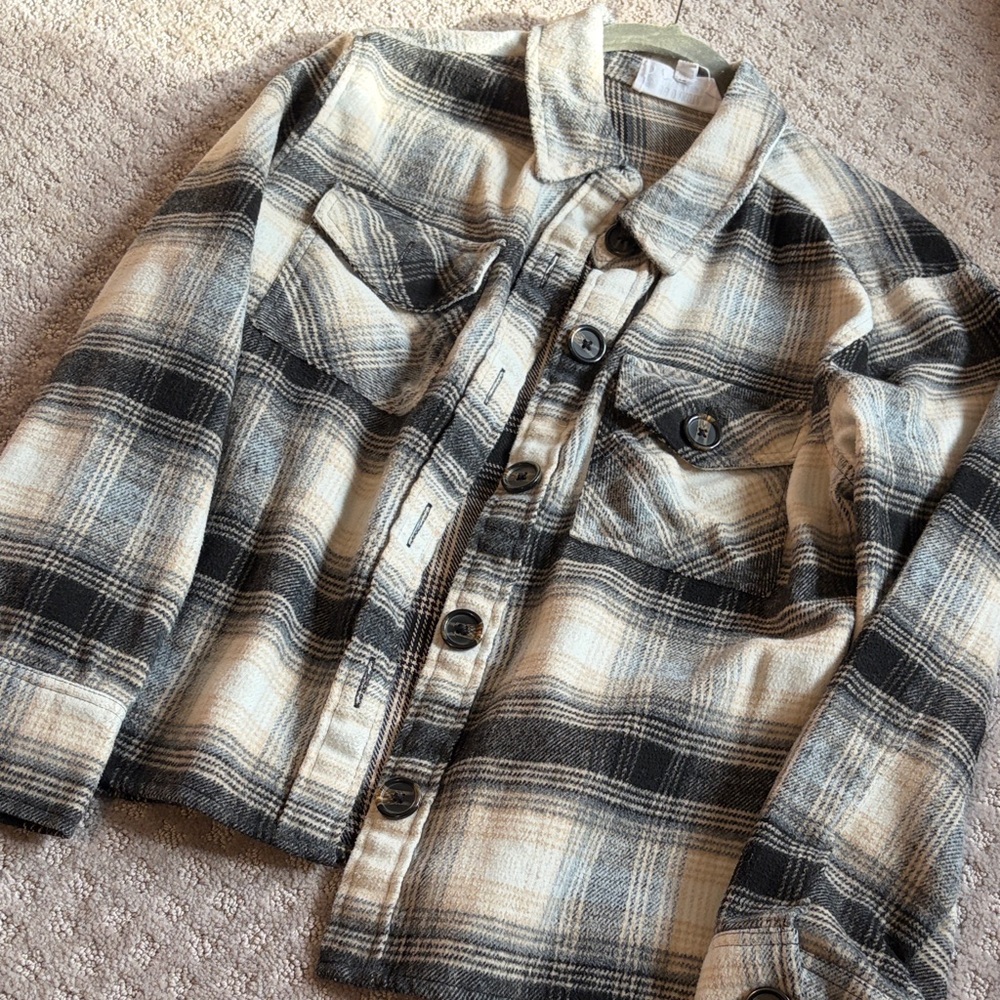 BB Dakota by Steve Madden Plaid Jacket in Black and Cream